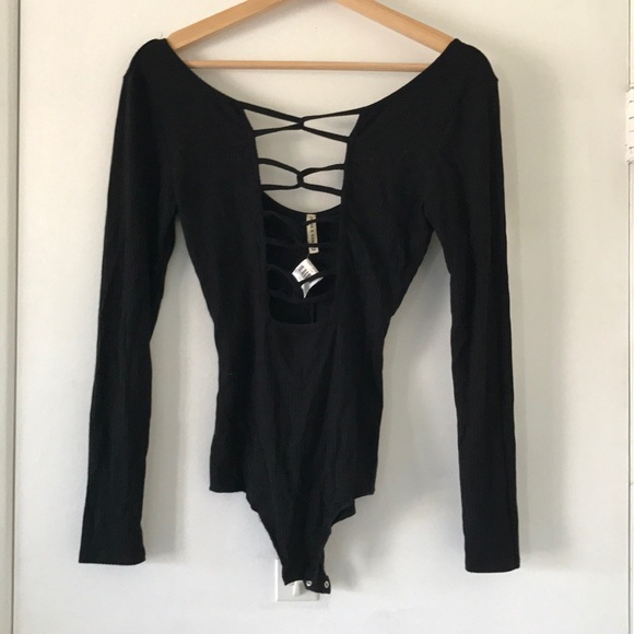 LF Emma and sam black lace up bodysuit - Picture 3 of 7